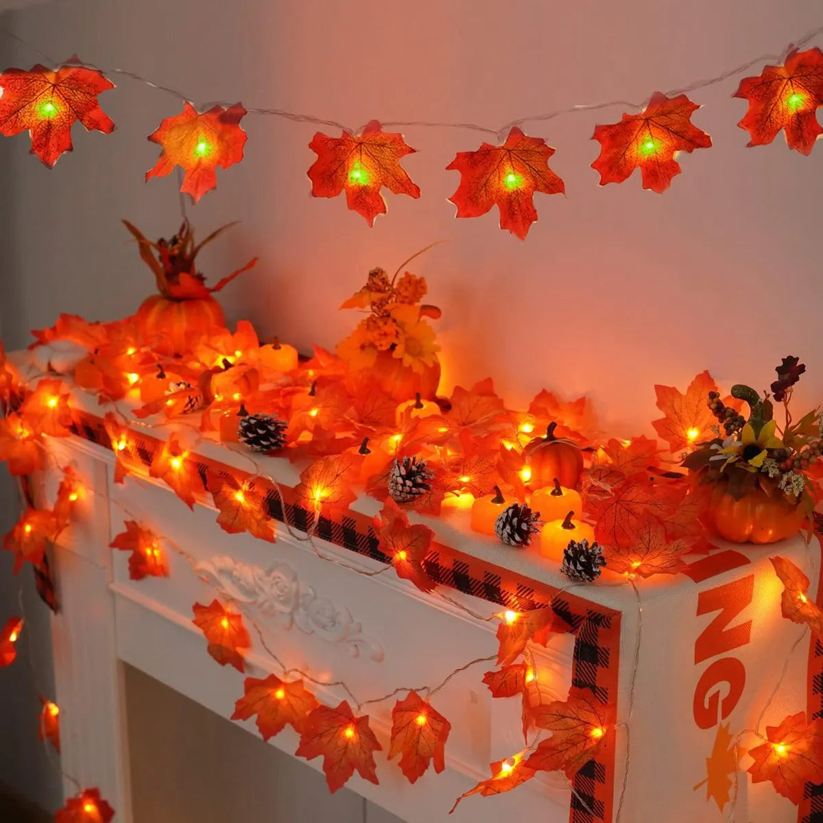 Maple Leaf String Lights 10/20/30/40 LED Lights Battery Operated 1PC