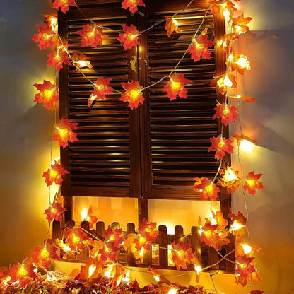 Maple Leaf String Lights 10/20/30/40 LED Lights Battery Operated 1PC